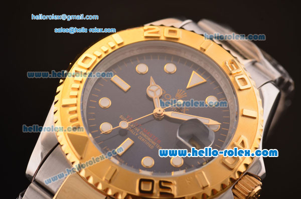 Rolex Yacht-Master Oyster Perpetual Chronometer Automatic Two Tone with Blue Dial,Gold Bezel and White Round Bearl Marking-Small Calendar - Click Image to Close